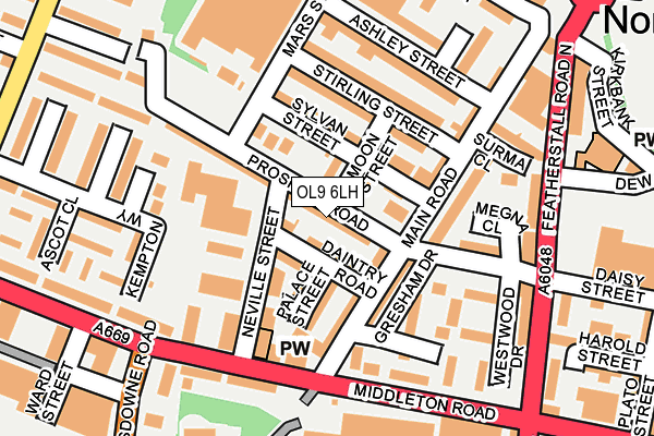 OL9 6LH map - OS OpenMap – Local (Ordnance Survey)