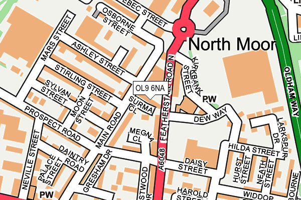OL9 6NA map - OS OpenMap – Local (Ordnance Survey)