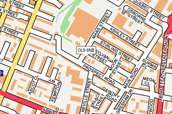 OL9 6NB map - OS OpenMap – Local (Ordnance Survey)