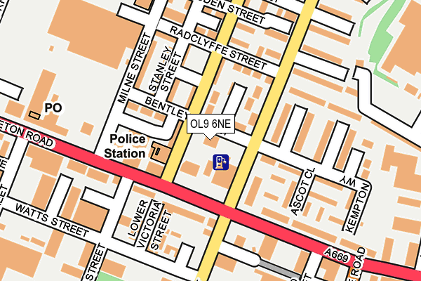 OL9 6NE map - OS OpenMap – Local (Ordnance Survey)
