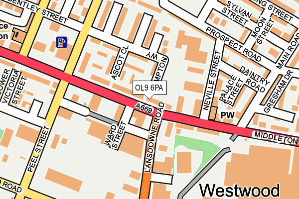 OL9 6PA map - OS OpenMap – Local (Ordnance Survey)