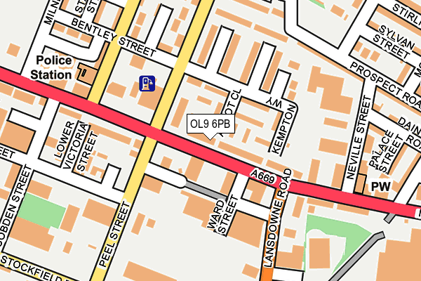 OL9 6PB map - OS OpenMap – Local (Ordnance Survey)
