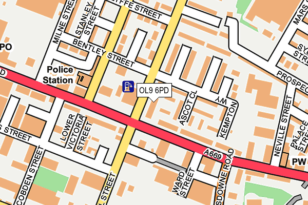 OL9 6PD map - OS OpenMap – Local (Ordnance Survey)