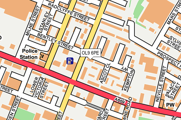 OL9 6PE map - OS OpenMap – Local (Ordnance Survey)