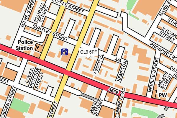 OL9 6PF map - OS OpenMap – Local (Ordnance Survey)