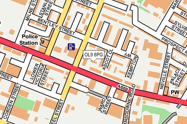 OL9 6PG map - OS OpenMap – Local (Ordnance Survey)