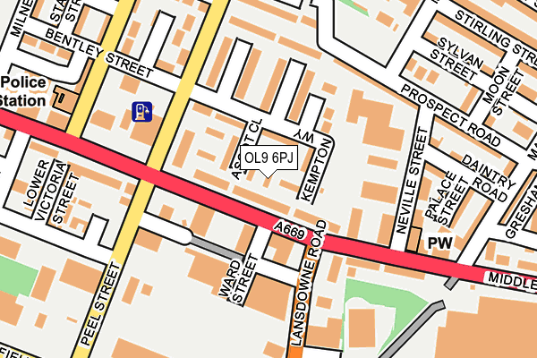 OL9 6PJ map - OS OpenMap – Local (Ordnance Survey)