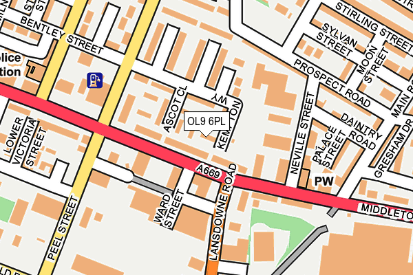 OL9 6PL map - OS OpenMap – Local (Ordnance Survey)