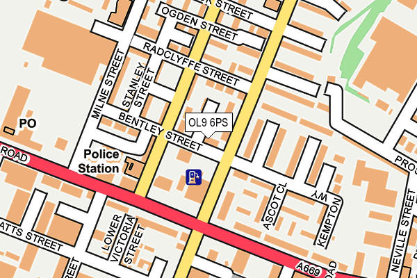 OL9 6PS map - OS OpenMap – Local (Ordnance Survey)