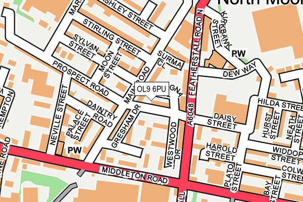 OL9 6PU map - OS OpenMap – Local (Ordnance Survey)