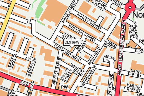 OL9 6PW map - OS OpenMap – Local (Ordnance Survey)