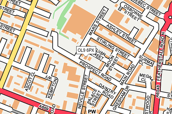 OL9 6PX map - OS OpenMap – Local (Ordnance Survey)