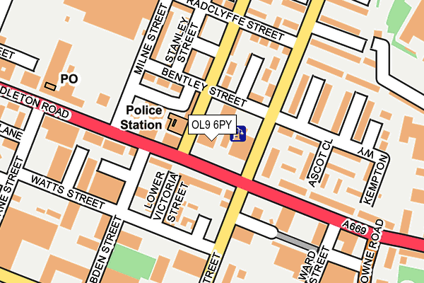 OL9 6PY map - OS OpenMap – Local (Ordnance Survey)
