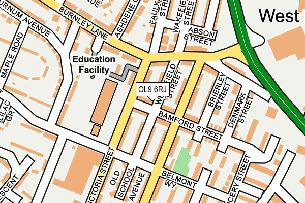 OL9 6RJ map - OS OpenMap – Local (Ordnance Survey)