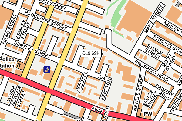 OL9 6SH map - OS OpenMap – Local (Ordnance Survey)