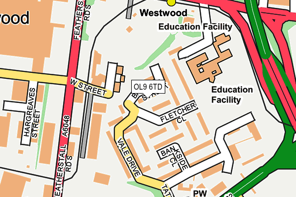 OL9 6TD map - OS OpenMap – Local (Ordnance Survey)