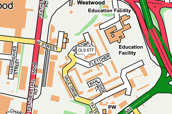 OL9 6TF map - OS OpenMap – Local (Ordnance Survey)