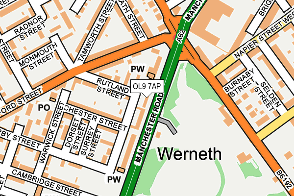 OL9 7AP map - OS OpenMap – Local (Ordnance Survey)