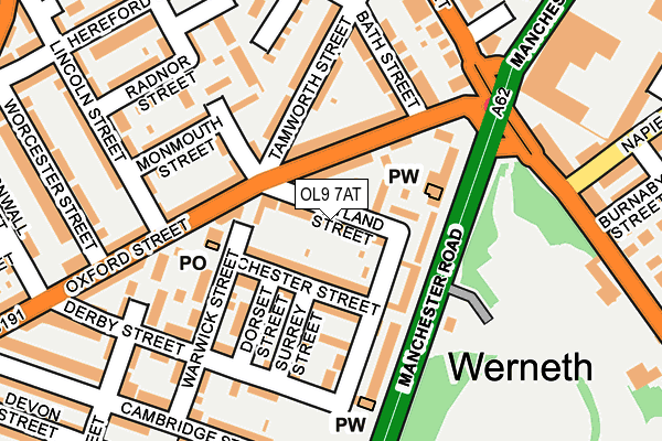 OL9 7AT map - OS OpenMap – Local (Ordnance Survey)