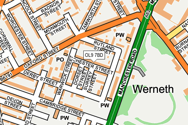 OL9 7BD map - OS OpenMap – Local (Ordnance Survey)