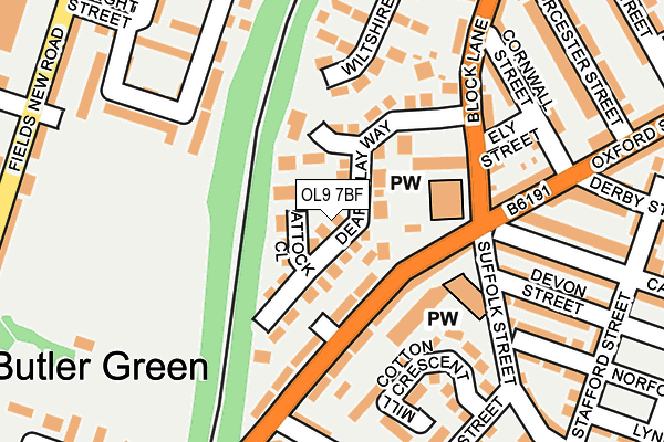 OL9 7BF map - OS OpenMap – Local (Ordnance Survey)