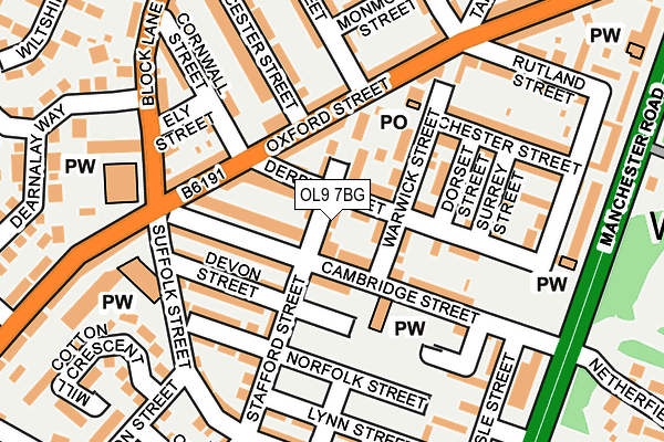 OL9 7BG map - OS OpenMap – Local (Ordnance Survey)