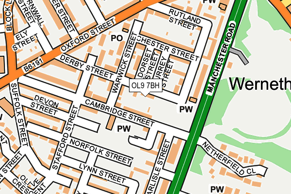 OL9 7BH map - OS OpenMap – Local (Ordnance Survey)