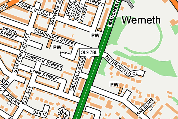 OL9 7BL map - OS OpenMap – Local (Ordnance Survey)