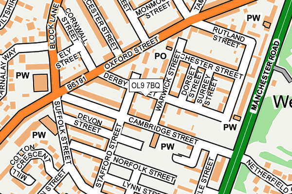 OL9 7BQ map - OS OpenMap – Local (Ordnance Survey)