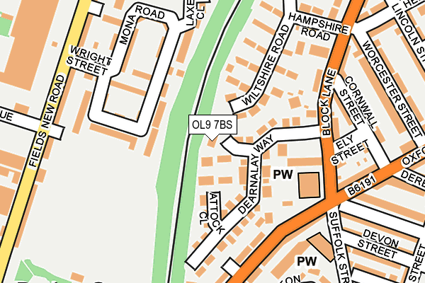 OL9 7BS map - OS OpenMap – Local (Ordnance Survey)