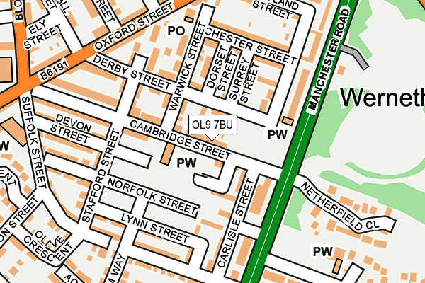 OL9 7BU map - OS OpenMap – Local (Ordnance Survey)