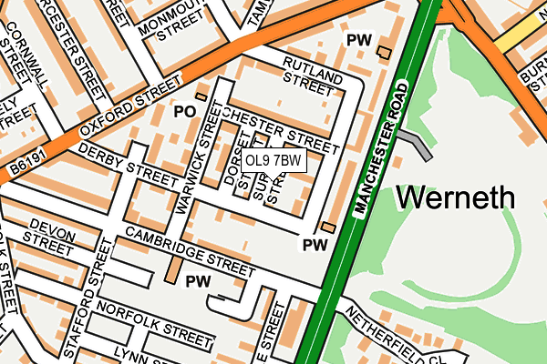 OL9 7BW map - OS OpenMap – Local (Ordnance Survey)