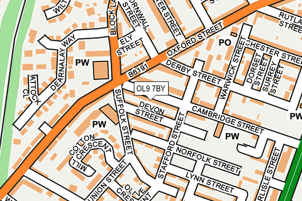 OL9 7BY map - OS OpenMap – Local (Ordnance Survey)