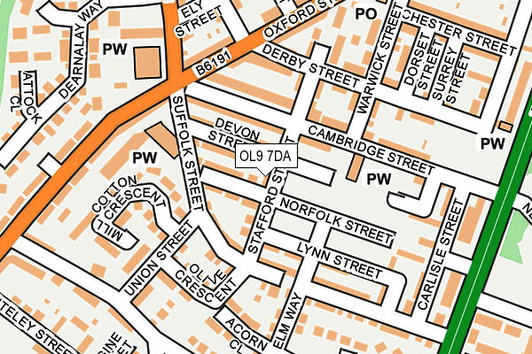 OL9 7DA map - OS OpenMap – Local (Ordnance Survey)