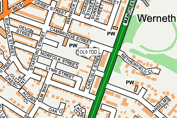 OL9 7DD map - OS OpenMap – Local (Ordnance Survey)