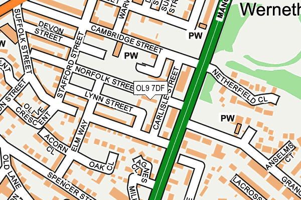 OL9 7DF map - OS OpenMap – Local (Ordnance Survey)