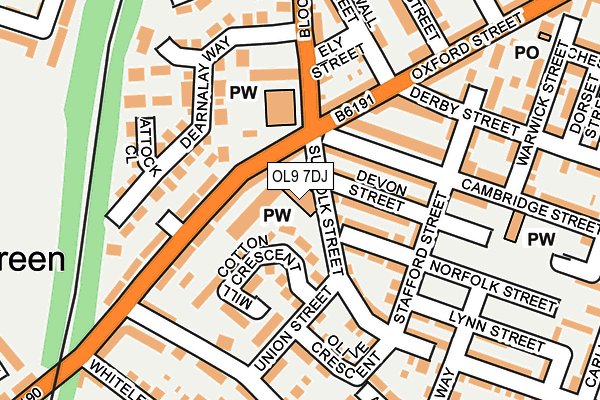 OL9 7DJ map - OS OpenMap – Local (Ordnance Survey)