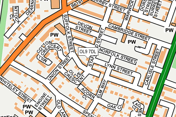 OL9 7DL map - OS OpenMap – Local (Ordnance Survey)