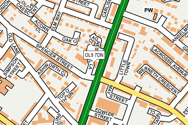 OL9 7DN map - OS OpenMap – Local (Ordnance Survey)