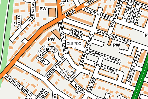 OL9 7DQ map - OS OpenMap – Local (Ordnance Survey)