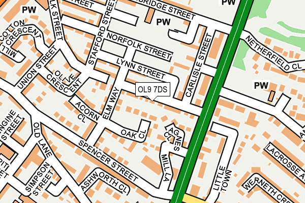 OL9 7DS map - OS OpenMap – Local (Ordnance Survey)