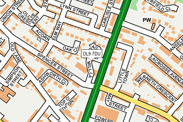 OL9 7DU map - OS OpenMap – Local (Ordnance Survey)