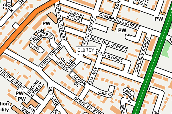 OL9 7DY map - OS OpenMap – Local (Ordnance Survey)