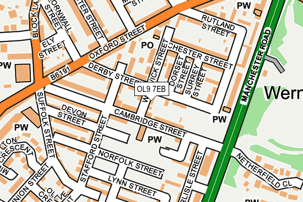OL9 7EB map - OS OpenMap – Local (Ordnance Survey)