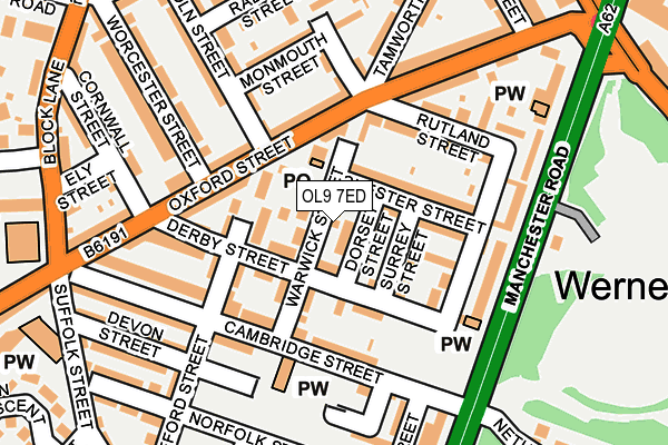 OL9 7ED map - OS OpenMap – Local (Ordnance Survey)