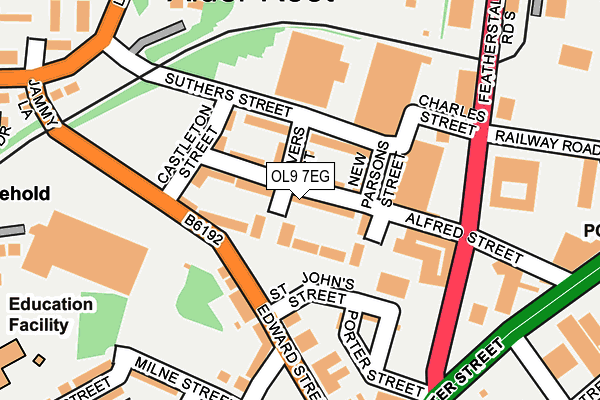 OL9 7EG map - OS OpenMap – Local (Ordnance Survey)