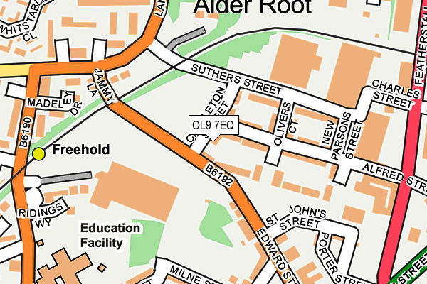 OL9 7EQ map - OS OpenMap – Local (Ordnance Survey)