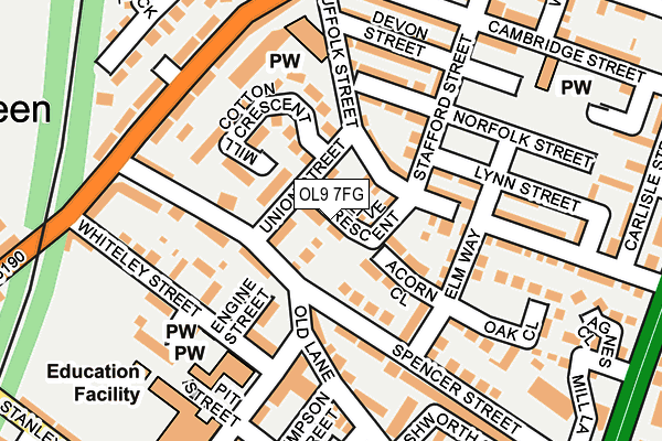 OL9 7FG map - OS OpenMap – Local (Ordnance Survey)