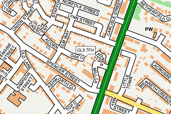 OL9 7FH map - OS OpenMap – Local (Ordnance Survey)