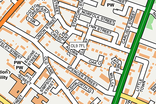 OL9 7FL map - OS OpenMap – Local (Ordnance Survey)